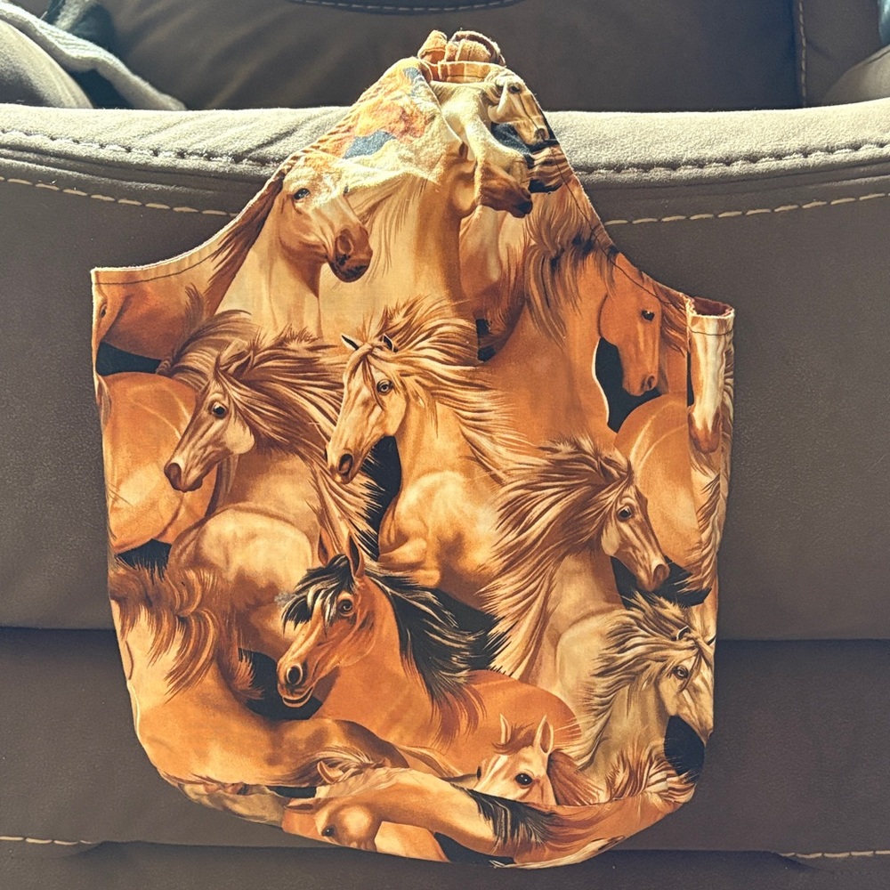 Horse Print Knot Strap Tote in Warm Brown Tones